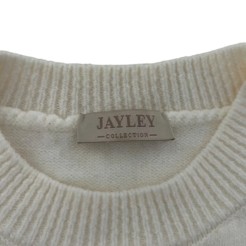 Jayley Collection Love Heart White Cashmere Jumper‎ Sweater SZ S/M